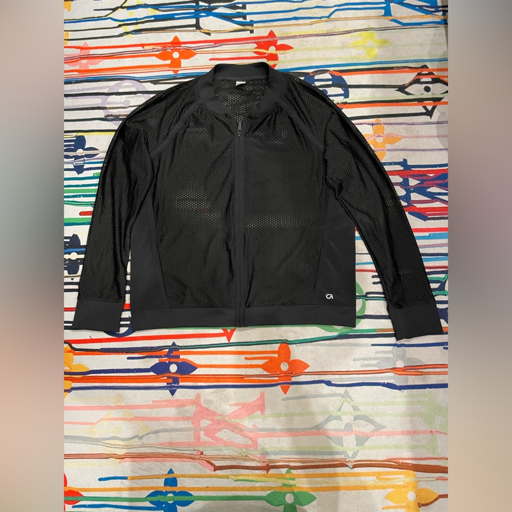 Gap Fit | black Mesh Zip Front Jacket, womens
